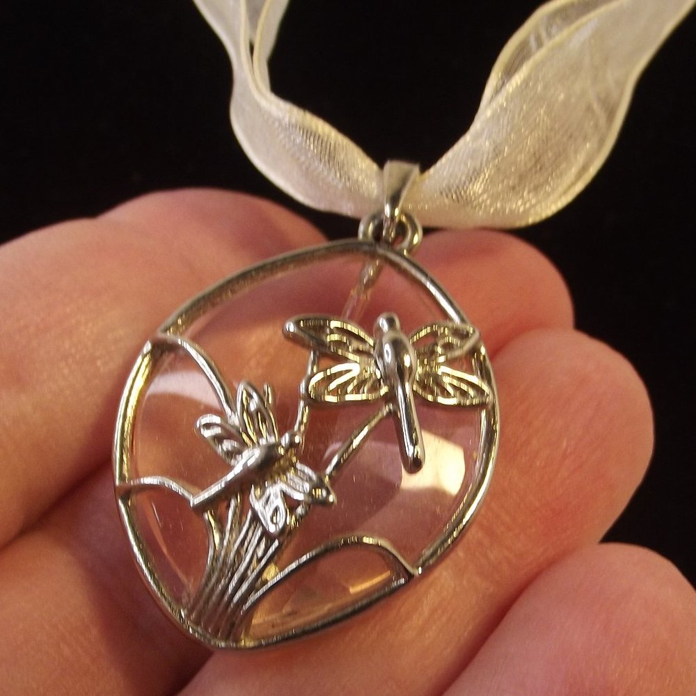 Pink Glass Dragonfly Pendant Necklace - Picture 2 of 7